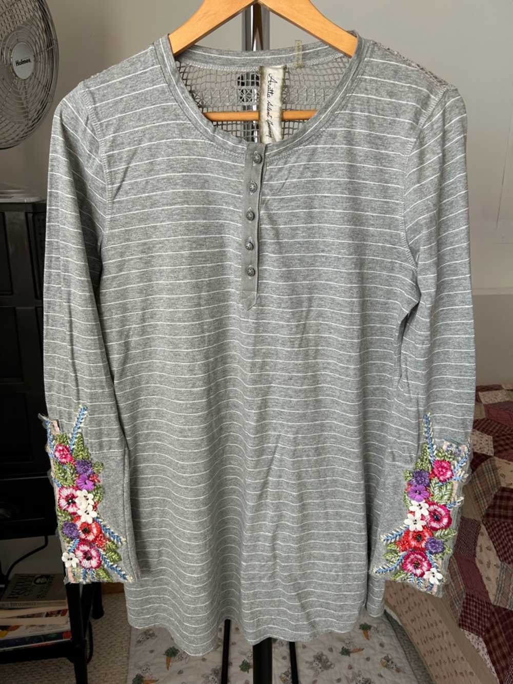 Aratta Silent Journey Floral Embroidered Long Sleeve Shirt